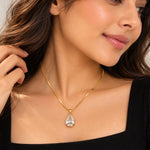 Golden Crystal Teardrop Pendant Necklace 4