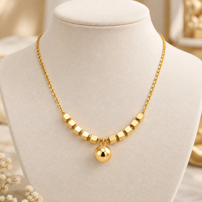 Golden Cube Drop Necklace