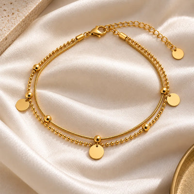 Golden Disc Double Layer Anklet