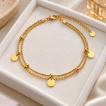 Golden Disc Double Layer Anklet 3