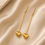 Golden Heart Drop Threader Earrings 1