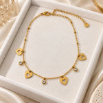 Golden Heart & Crystal Charm Anklet 3