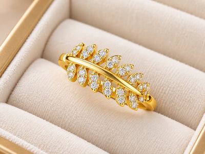 Golden Laurel Crystal Ring