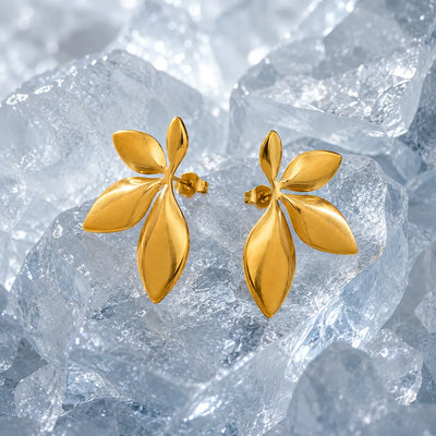 Golden Leaf Whisper Stud Earrings