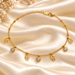 Golden Luxe Crystal Charm Anklet 2
