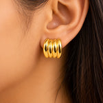 Golden Luxe Ribbed Stud Earrings 1