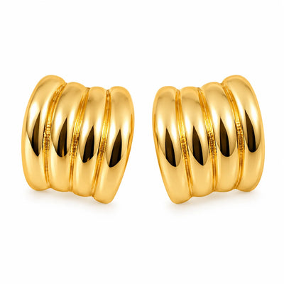 Golden Luxe Ribbed Stud Earrings