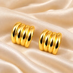 Golden Luxe Ribbed Stud Earrings 4