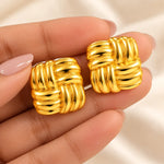 Golden Luxe Woven Knot Stud Earrings 2