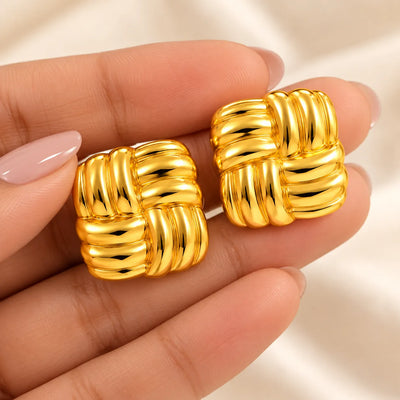 Golden Luxe Woven Knot Stud Earrings