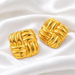 Golden Luxe Woven Knot Stud Earrings 3