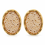 Golden Pearl Oval Statement Stud Earrings 4