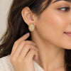 Golden Pearl Oval Statement Stud Earrings