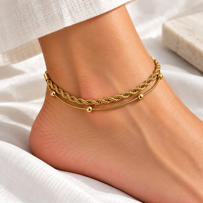 Golden Rope Double Layer Anklet