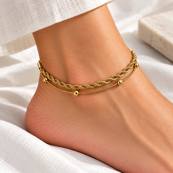 Golden Rope Double Layer Anklet