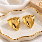Golden Sculpted Triangle Stud Earrings 2
