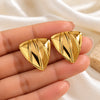 Golden Sculpted Triangle Stud Earrings