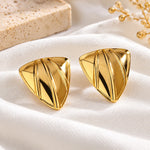 Golden Sculpted Triangle Stud Earrings 3