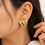 Golden Sculpted Triangle Stud Earrings 4