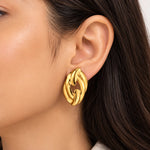 Golden Sculptural Wave Stud Earrings 2