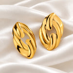 Golden Sculptural Wave Stud Earrings 4