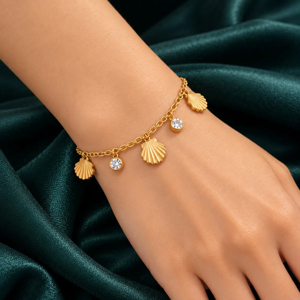 Golden Seashell Charm Bracelet
