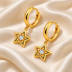 Golden Starlight Crystal Hoop Earrings 4
