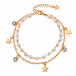 Golden Star Pearl Layered Anklet 3