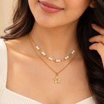 Golden Star Pearl Layered Necklace 5