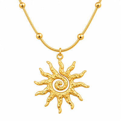 Golden Sunburst Pendant Necklace