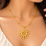 Golden Sunburst Pendant Necklace 3