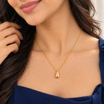 Golden Teardrop Minimal Pendant Necklace 2
