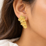 Golden Triple Flower Drop Earrings 3