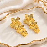 Golden Triple Flower Drop Earrings 4
