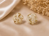 Gold Foil Flower Rose Earrings