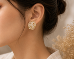 Gold Foil Flower Rose Earrings 3