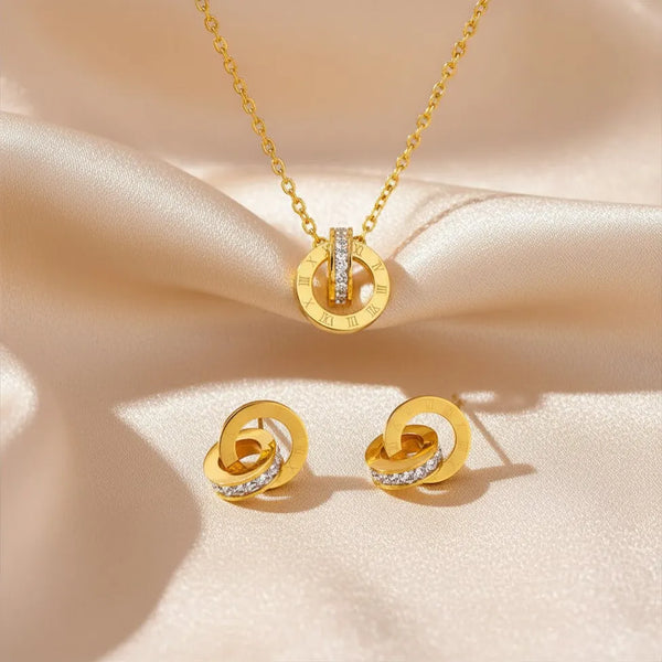 Interlocking Circle Necklace set