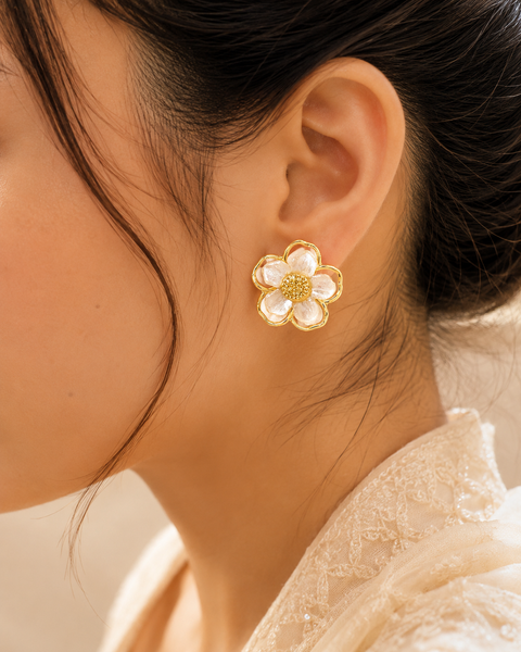 Ivory Blossom Stud Earrings