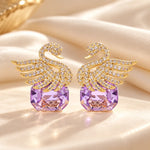 Lavender Swan Crystal Drop Earrings 2