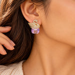 Lavender Swan Crystal Drop Earrings 1