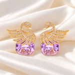 Lavender Swan Crystal Drop Earrings 3