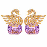 Lavender Swan Crystal Drop Earrings 4
