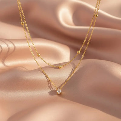 Layered Crystal Drop Necklace
