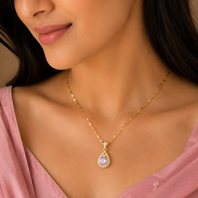 Lilac Dewdrop Pendant Necklace