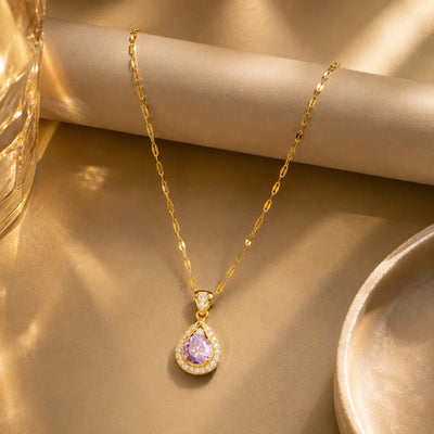 Lilac Dewdrop Pendant Necklace