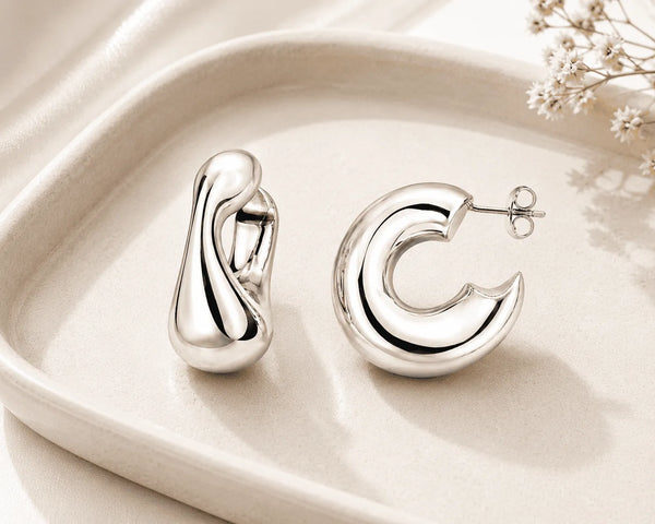 Luna Silver Hoop Earrings