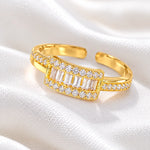 Luxe Baguette Crystal Gold Ring 4