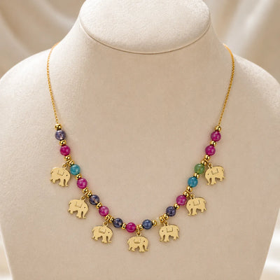 Maya Multicolour Elephant Charm Necklace