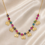 Maya Multicolour Elephant Charm Necklace 4