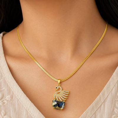 Midnight Swan Crystal Pendant Necklace